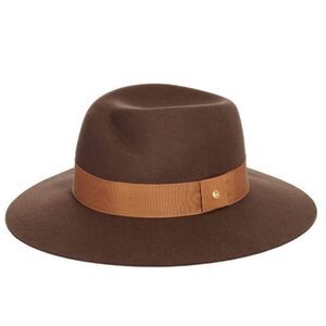 Rag‎ & Bone Zoe Wool Felt Fedora Hat, Spanish Style Pecan Brown, Small, NWT